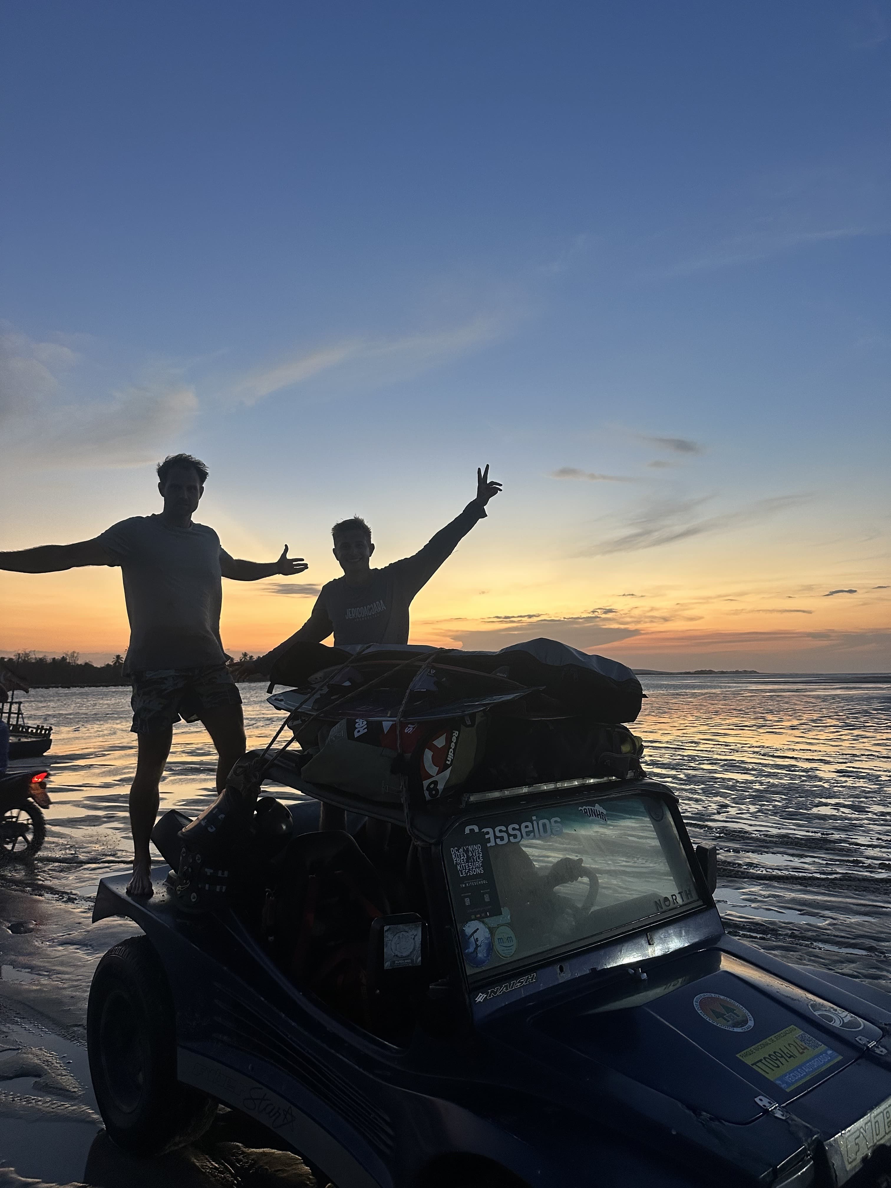 Jericoacoara kitesurfing — sunset over the dunes and lagoons at Guriú, Ceará, Brazil